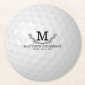 Aangepaste Golf Ball Pattern Name Monogram Age Ronde Kartonnen Onderzetter (Voorkant)