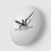 Aangepaste Golf Ball Pattern Name Monogram Age Ronde Klok (Hoek)