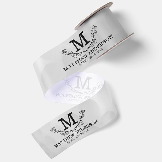Aangepaste Golf Ball Pattern Name Monogram Age Satijnen Lint (Achterkant)