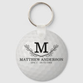 Aangepaste Golf Ball Pattern Name Monogram Age Sleutelhanger (Voorkant)