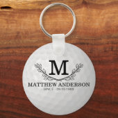 Aangepaste Golf Ball Pattern Name Monogram Age Sleutelhanger (Voorkant)
