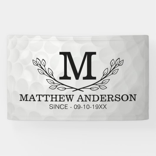 Aangepaste Golf Ball Pattern Name Monogram Age Spandoek (Horizontaal)