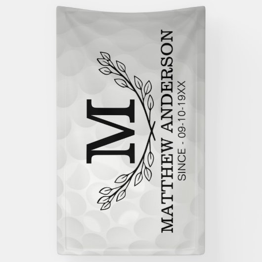 Aangepaste Golf Ball Pattern Name Monogram Age Spandoek (Verticaal)