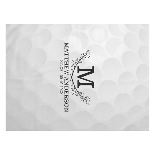 Aangepaste Golf Ball Pattern Name Monogram Age Tafelkleed (Voorkant (Horizontaal))