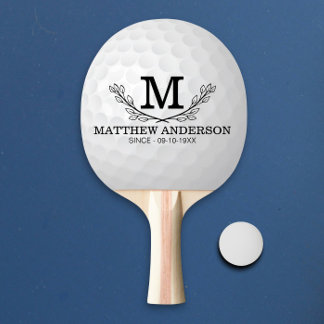 Aangepaste Golf Ball Pattern Name Monogram Age Tafeltennisbatje