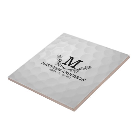 Aangepaste Golf Ball Pattern Name Monogram Age Tegeltje (Zijkant)