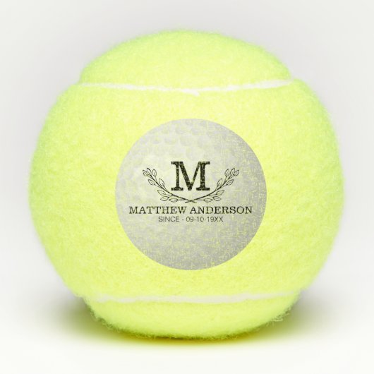 Aangepaste Golf Ball Pattern Name Monogram Age Tennisballen (Voorkant)