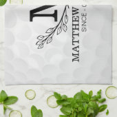 Aangepaste Golf Ball Pattern Name Monogram Age Theedoek (Gevouwen)