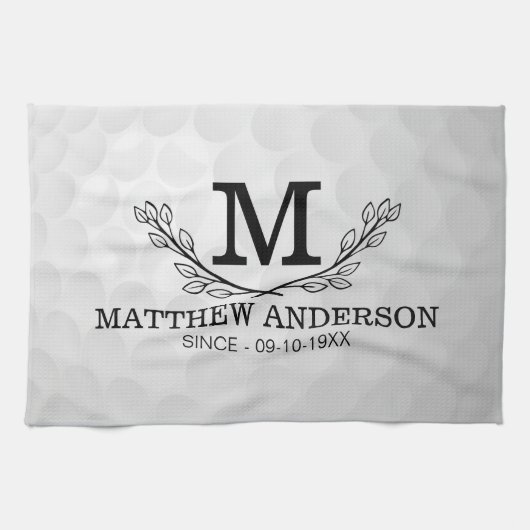 Aangepaste Golf Ball Pattern Name Monogram Age Theedoek (Horizontaal)