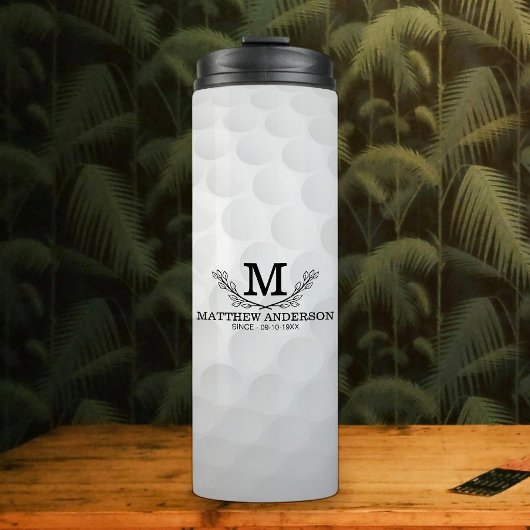 Aangepaste Golf Ball Pattern Name Monogram Age Thermosbeker