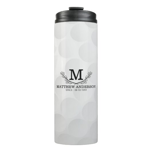 Aangepaste Golf Ball Pattern Name Monogram Age Thermosbeker (Voorkant)