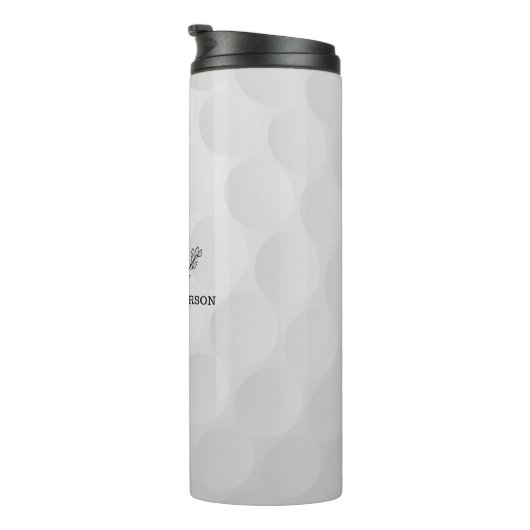 Aangepaste Golf Ball Pattern Name Monogram Age Thermosbeker (Geroteerd rechts)