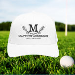 Aangepaste Golf Ball Pattern Name Monogram Age Trucker Pet<br><div class="desc">Een gepersonaliseerde golf-ballonpatroonmonogram kan een geweldig ontwerp voor u zijn,  net zoals het een geweldig cadeau kan zijn voor uw goudvriend,  familieleden of andere mensen.</div>