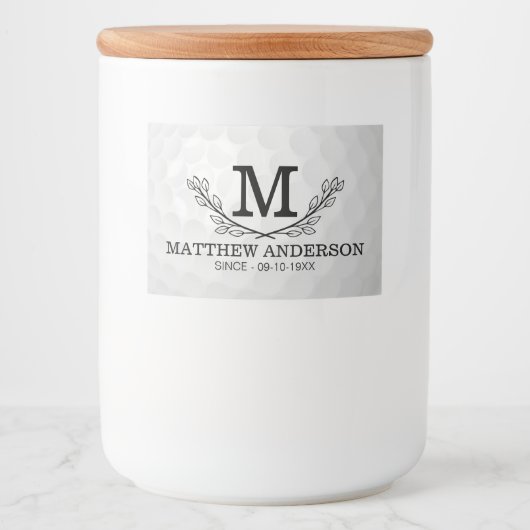 Aangepaste Golf Ball Pattern Name Monogram Age Voedselcontainer Etiket (Voorkant)