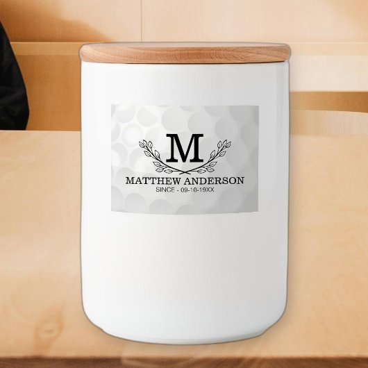 Aangepaste Golf Ball Pattern Name Monogram Age Voedselcontainer Etiket