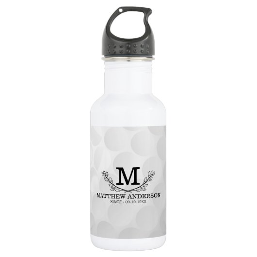 Aangepaste Golf Ball Pattern Name Monogram Age Waterfles (Voorkant)