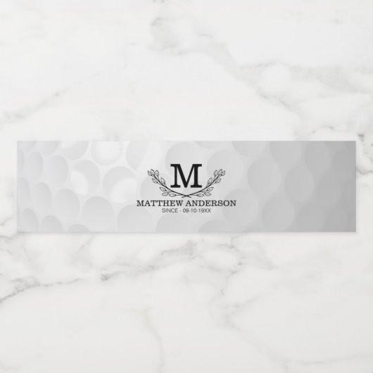 Aangepaste Golf Ball Pattern Name Monogram Age Waterfles Etiket (Enkel label)