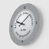 Aangepaste Golf Ball Sporten Quote Grey Black Larg Grote Klok (Hoek)