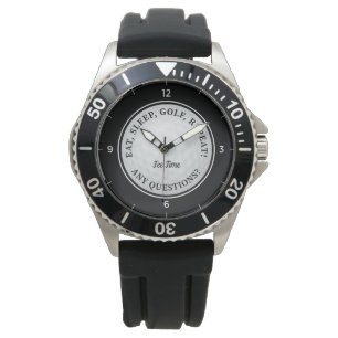 Aangepaste Golf-balsport Golfer citaat zwart wit W Horloge