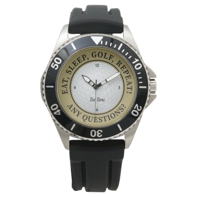 Aangepaste Golf-balsport Golfer - Gold-zwart Horloge (Voorkant)