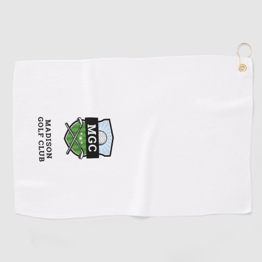 Aangepaste Golf Club Crest Monogram Golfhanddoek (Horizontaal)