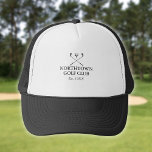 Aangepaste Golf Club Name Classic Trucker Pet<br><div class="desc">Deze golfpetten zijn ideaal voor alle golfclubs,  met een klassieke golfclubs en een golfbalontwerp. Pas je aan met je golfclub naam en het jaar dat de golfclub werd opgericht. Ontworpen door: Thisnotme©</div>