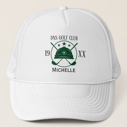 Aangepaste Golf Club Name Classic Trucker Pet (Voorkant)