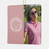 Aangepaste Golf Hole in One Foto Golfer Roze Keramisch Ornament (Links)