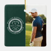 Aangepaste golf hole-in-one foto golfer smaragd keramisch ornament (Achterkant)