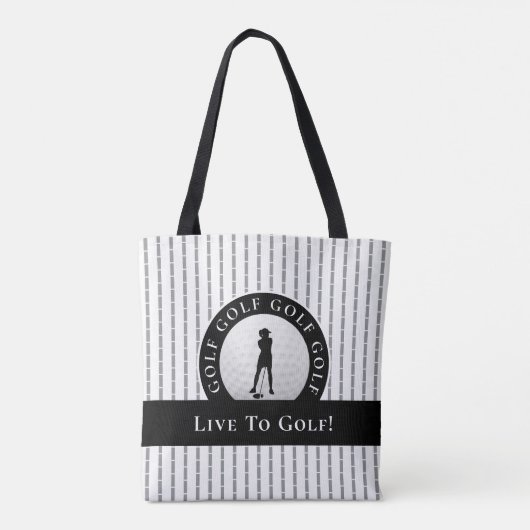 Aangepaste Golf Monogramm Name Grey & Black Sports Tote Bag (Achterkant)