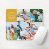 Aangepaste Golf Multi Foto Monogram Vaderdag Muismat (Met muis)