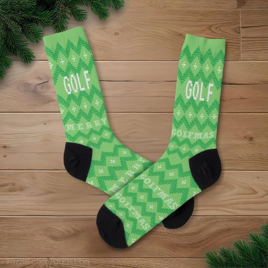 Aangepaste Golf Prettig Kerstfeest Groene Kerstsok Sokken