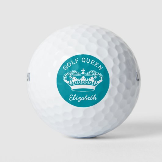 Aangepaste Golf Queen Blauwgroen Crown Golfballen (Voorkant)