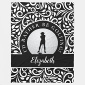 Aangepaste Golf Silhouet Modern Patroon Zwart Wit Fleece Deken (Voorkant)