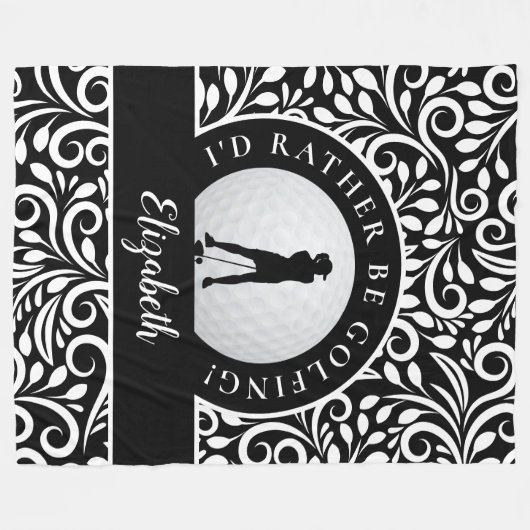 Aangepaste Golf Silhouet Modern Patroon Zwart Wit Fleece Deken (Voorkant (Horizontaal))