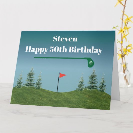 Aangepaste Golf Verjaardag Kaart (Gele Bloem)