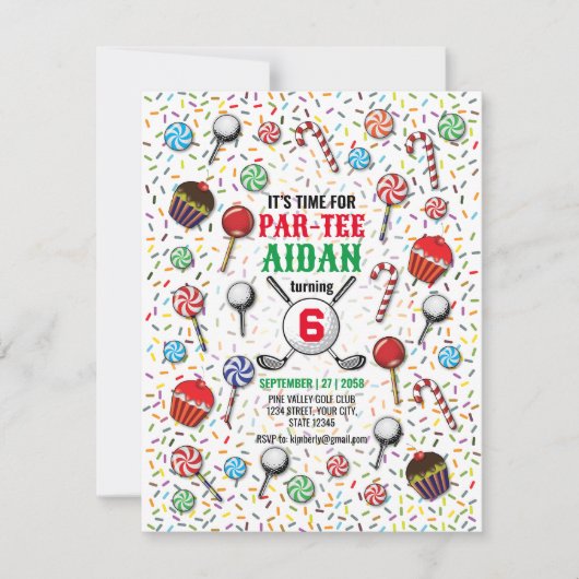 Aangepaste Golf Verjaardag Par-T-shirt Design Kaart (Voorkant)