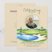 Aangepaste golf viering van het leven herdenkingsd programmakaart (Voorkant / Achterkant)