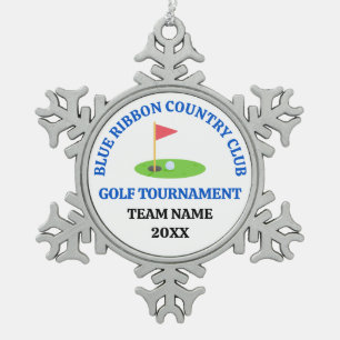 Aangepaste golfbaan of countryclub tin sneeuwvlok ornament