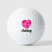 Aangepaste golfbal met schattig mozaïekroze hart golfballen (Voorkant)