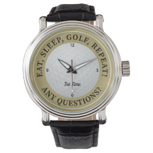 Aangepaste Golfbal Sport Golfer Citaat Goud & Zwar Horloge