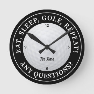 Aangepaste Golfbal Sport Golfer Decoratie Zwart &  Ronde Klok