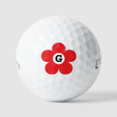 Aangepaste golfballen met rode bloem monogram logo (Voorkant)