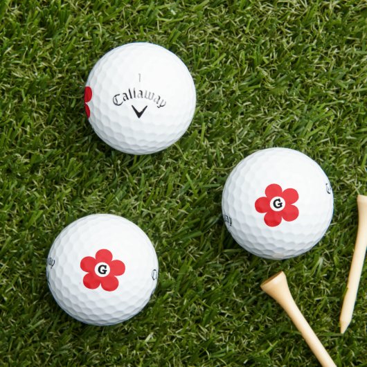 Aangepaste golfballen met rode bloem monogram logo (Insitu Gras)