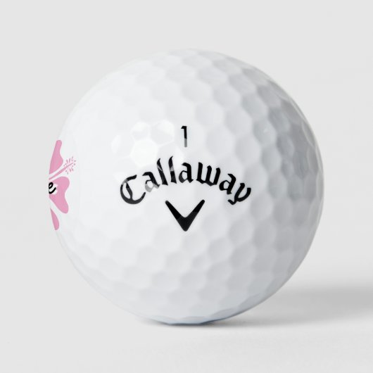 Aangepaste golfballen met roze Hibiscus-bloem (Logo)