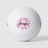 Aangepaste golfballen met roze Hibiscus-bloem (Voorkant)
