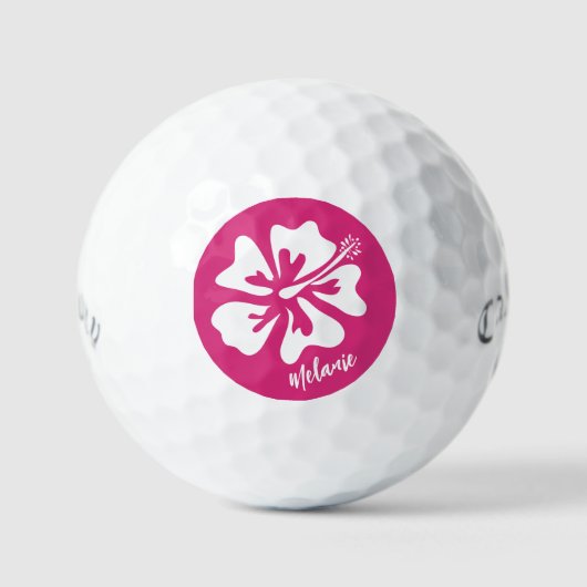 Aangepaste golfballen met roze Hibiscus-bloem (Voorkant)