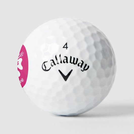 Aangepaste golfballen met roze Hibiscus-bloem (Logo)