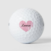 Aangepaste golfballen met schattig roze hart (Voorkant)