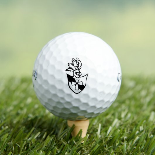 Aangepaste golfballen w / TG Crest in zwart en wit (Insitu Shirt)